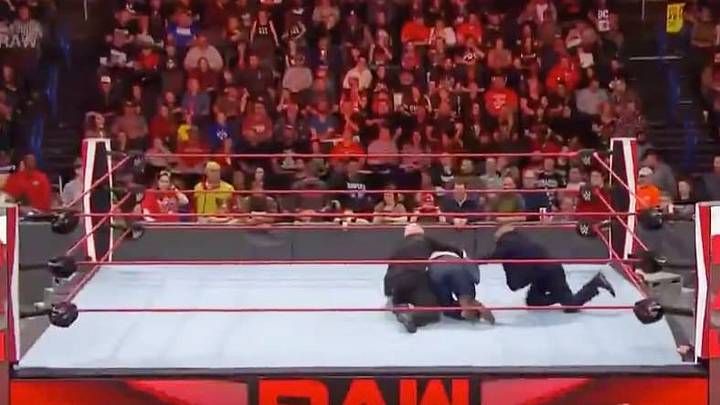 Pastor tackled on WWE Monday Night Raw