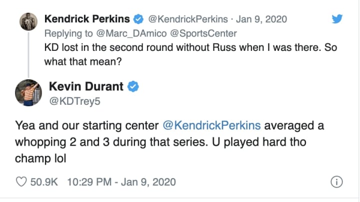 Kevin Durant and Kendrick Perkins, the clear "winners"