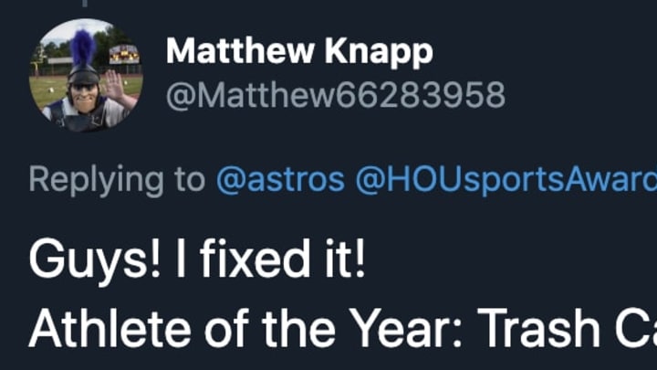 The Astros were ripped on Twitter after the franchise was awarded at the Houston Sports Awards