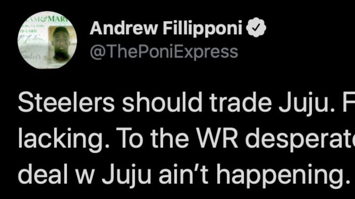 Andrew Fillipponi suggests the Steelers should trade JuJu Smith-Schuster for first-round draft pick.