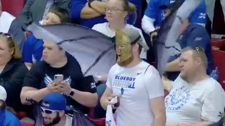 One St. Louis BattleHawks fan showed up with an elaborate costume Sunday. One St. Louis BattleHawks fan showed up with an elaborate costume Sunday.