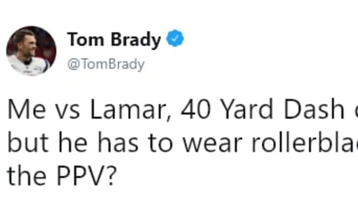Tom Brady challenges Lamar Jackson to a 40-yard dash contest...let's make it happen.