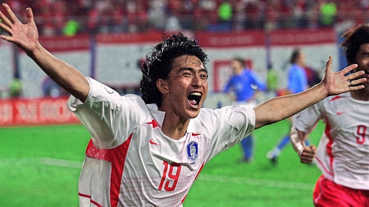 South Korean midfielder Ahn Jung-hwan celebrates f