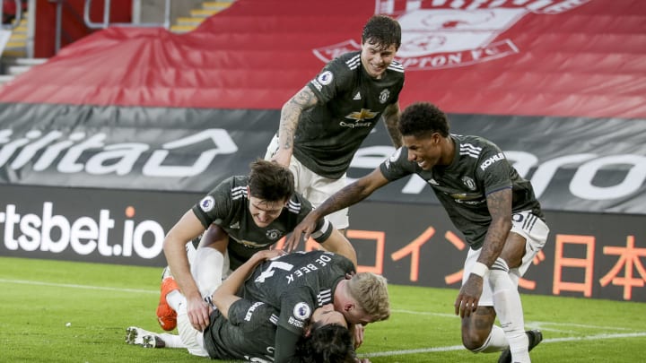 Edinson Cavani, Brandon Williams, Donny van de Beek, Marcus Rashford, Harry Maguire
