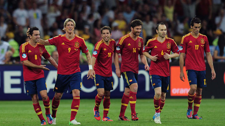 Xavi Hernandez, Fernando Torres, Andres Iniesta, Xabi Alonso, Jordi Alba, Alvaro Arbeloa
