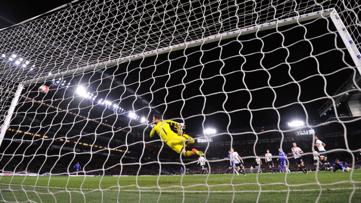 Eden Hazard equalises against Tottenham.