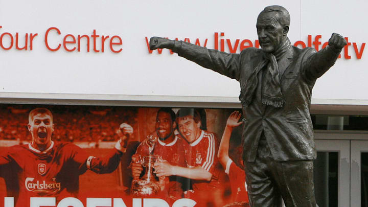 The Bill Shankly statue is pictured at L