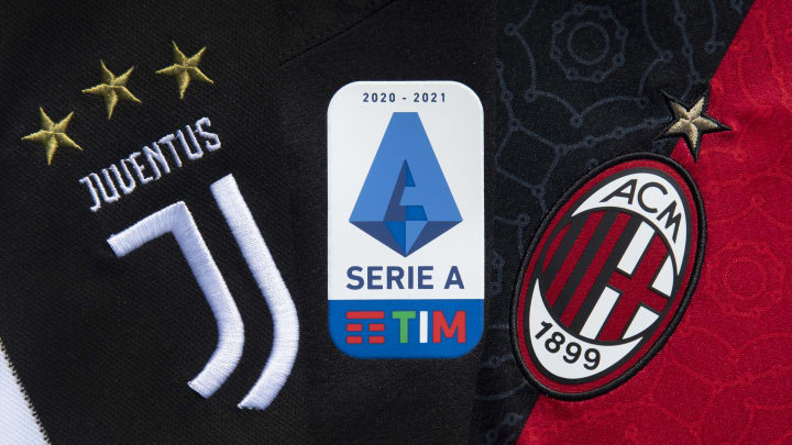 The Juventus and AC Milan Club Badges with the Serie A Logo
