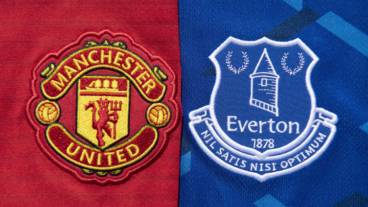 The Manchester United and Everton Club Badges
