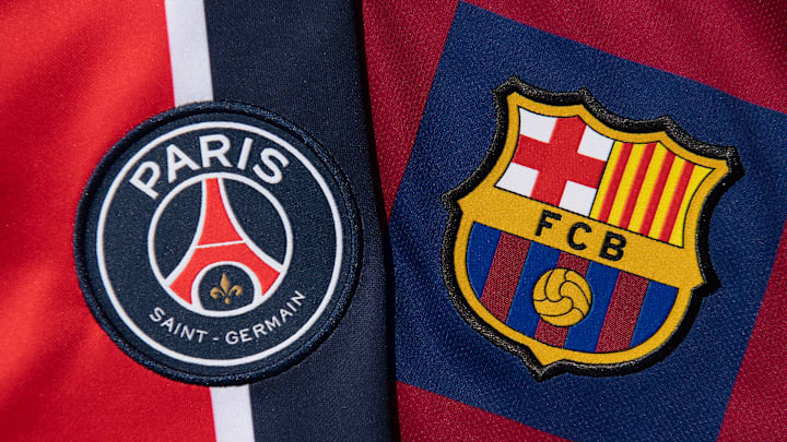 The Paris Saint Germain and FC Barcelona Club Badges The Paris Saint Germain and FC Barcelona Club Badges