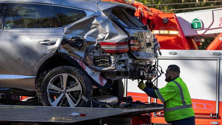 El auto de Tiger Woods quedó completamente inservible luego del accidente