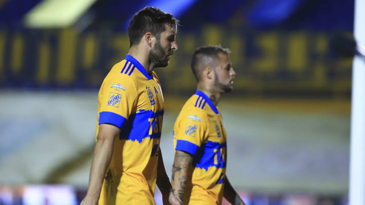Jugadores de los Tigres UANL en un partido del equipo. Jugadores de los Tigres UANL en un partido del equipo.