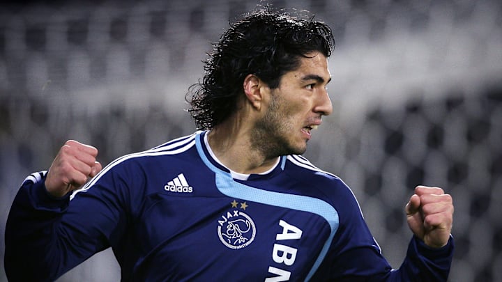 Uruguayan Luis Suarez of Ajax reacts aft