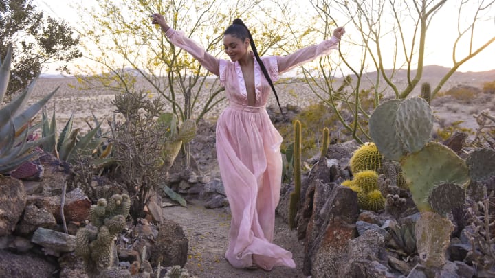 Vanessa Hudgens And Oliver Trevena Host 'Caliwater Escape' In Joshua Tree at the Mojave Moon Ranch