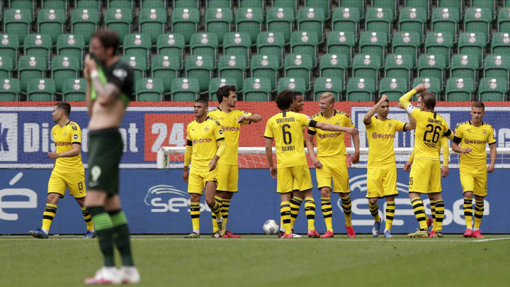 Borussia Dortmund celebrate taking the lead.