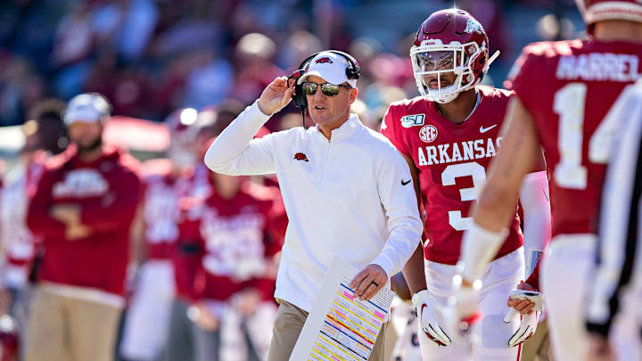Chad Morris coaching for Arkansas Chad Morris coaching for Arkansas