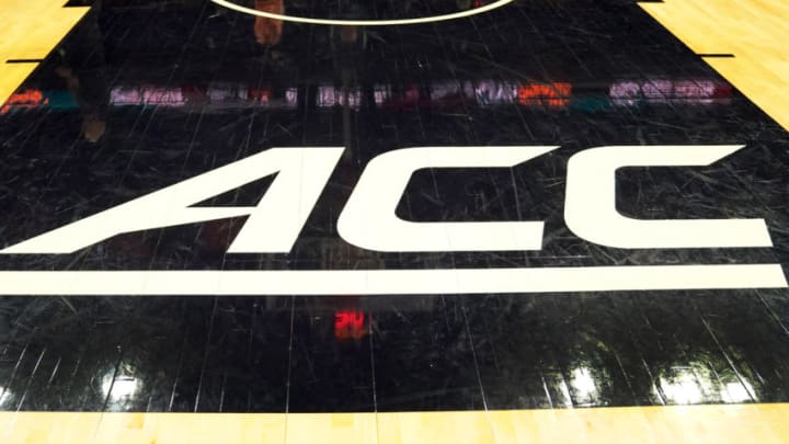 CHARLOTTESVILLE, VA - DECEMBER 22: The ACC Logo on the floor before a college basketball game between the Virginia Cavaliers and the South Carolina Gamecocks at John Paul Jones Arena on December 22, 2019 in Charlottesville, Virginia. (Photo by Mitchell Layton/Getty Images) *** Local Caption ***