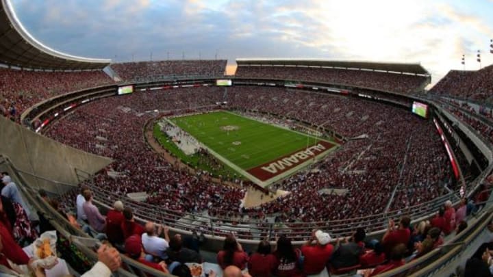 Oct 10, 2015; Tuscaloosa, AL, USA; A general view of Bryant-Denny Stadium during the game between the Alabama Crimson Tide and Arkansas Razorbacks. Mandatory Credit: Marvin Gentry-USA TODAY Sports