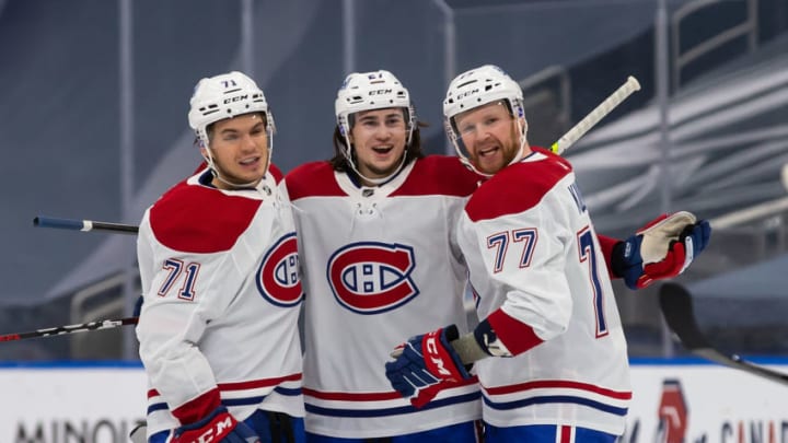 EDMONTON, AB - JANUARY 18: Alexander Romanov and Brett Kulak Montreal Canadiens (Photo by Codie McLachlan/Getty Images)