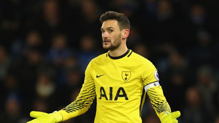 LEICESTER, ENGLAND – NOVEMBER 28: Hugo Lloris of Tottenham Hotspur reacts during the Premier League match between Leicester City and Tottenham Hotspur at The King Power Stadium on November 28, 2017 in Leicester, England. (Photo by Catherine Ivill/Getty Images)