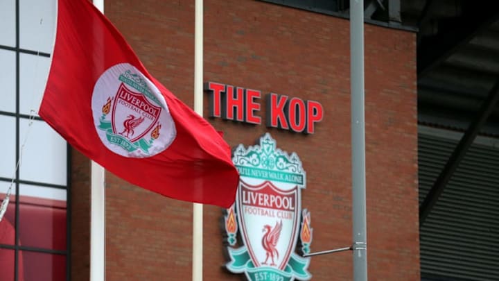 LIVERPOOL, ENGLAND - APRIL 15: A general view of Anfield stadium before a memorial service to mark the 27th anniversary of the Hillsborough disaster, on April 15, 2016 in Liverpool, England. Thousands of fans, friends and relatives will take part in the final Anfield memorial service for the 96 victims of the Hillsborough disaster. Earlier this year relatives of the victims agreed that this year's service would be the last. Bells across the City of Liverpool will ring out during a one minute silence in memory of the 96 Liverpool supporters who lost their lives during a crush at an FA Cup semi-final match against Nottingham Forest at the Hillsborough football ground in Sheffield, South Yorkshire in 1989. (Photo by Christopher Furlong/Getty Images)