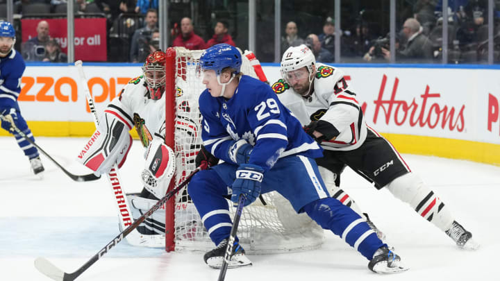 Feb 15, 2023; Toronto, Ontario, CAN; Toronto Maple Leafs right wing Pontus Holmberg (29)   Credit: Nick Turchiaro-USA TODAY Sports