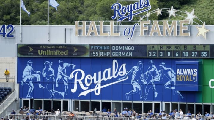 KANSAS CITY, MO - MAY 26: General view of the Kansas City Royals Hall of Fame beyond left field during a game against the New York Yankees at Kauffman Stadium on May 26, 2019 in Kansas City, Missouri. The Royals won 8-7 in ten innings. (Photo by Joe Robbins/Getty Images)