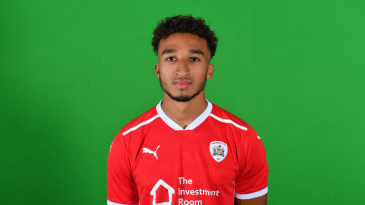 BARNSLEY,ENGLAND - AUGUST 27: Barnsley's Jacob Brown poses during the Barnsley FC 20-21 photocall on August 27,2020 in Barnsley,England. (Photo by MB Media/Getty Images)