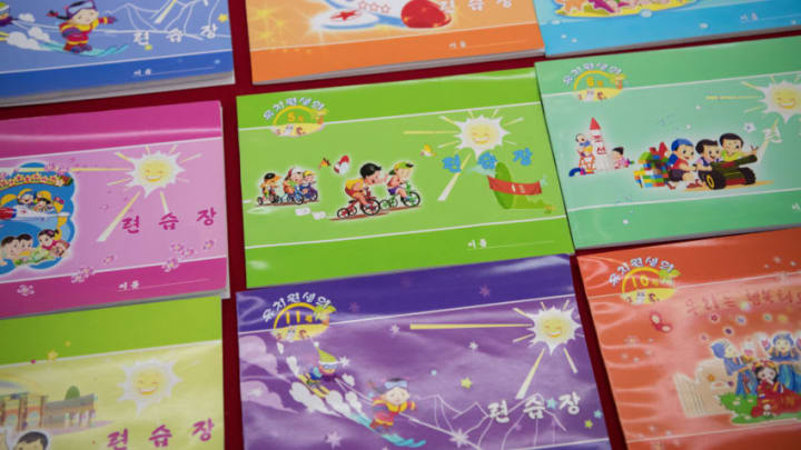 PYONGYANG, NORTH KOREA - AUGUST 21: Children's books are displayed at Pyongyang Teachers College on August 21, 2018 in Pyongyang, North Korea. Despite ongoing international negotiations aimed at easing tensions on the Korean peninsula, the Democratic People's Republic of Korea remains the most isolated and secretive nation on earth. Since it's formation in 1948 the country has been led by the Kim dynasty, a three-generation lineage of North Korean leadership descended from the country's first leader, Kim Il-sung followed by Kim Jong-il and grandson and current leader, Kim Jong-un. Although major hostilities ceased with the signing of the Armistice in 1953, the two Koreas have remained technically at war and the demilitarised zone along the border continues to be the most fortified border in the world. (Photo by Carl Court/Getty Images)