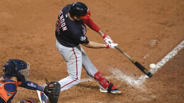 HOUSTON, TEXAS - OCTOBER 30: Washington Nationals third baseman Anthony Rendon (6) hits a home run in the seventh inning during Game 7 of the World Series between the Washington Nationals and the Houston Astros at Minute Maid Park on Wednesday, October 30, 2019. (Photo by Toni L. Sandys/The Washington Post via Getty Images)