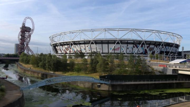 Jul 21, 2019; London, United Kingdom; General overall view of London Stadium and ArcelorMittal Orbit at Queen Elizabeth Olympic Park. The venue, home of the West Ham United soccer team of the Premier League, served as the site of the 2012 London Olympics opening and closing ceremonies and track and field competition. Mandatory Credit: Kirby Lee-USA TODAY Sports