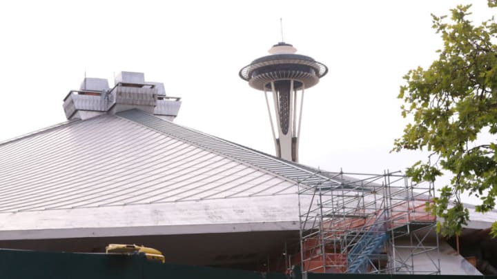 SEATTLE, WASHINGTON - JULY 23: A general view of Climate Change Arena as it undergoes construction to prepare for the 2021 NHL season on July 23, 2020 in Seattle, Washington. The NHL revealed today the name for Seattle's new hockey team, the Seattle Kraken. (Photo by Abbie Parr/Getty Images)