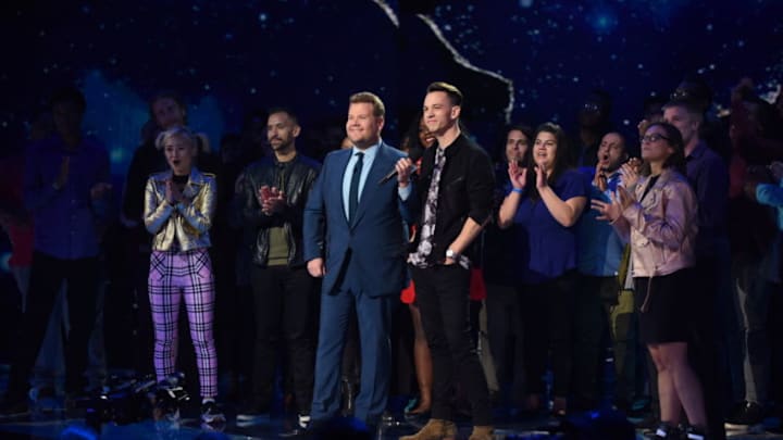James Corden on stage with The World's Best contestants. Photo Credit: Courtesy of CBS.