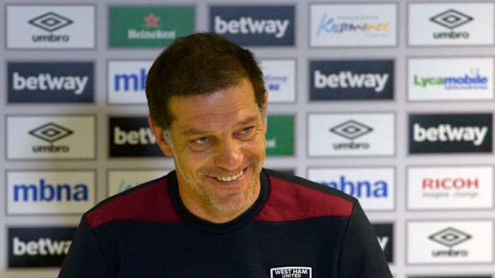 ROMFORD, ENGLAND - SEPTEMBER 29: Manager Slaven Bilic of West Ham United answers the questions of the assembled media during his Press Conference at Rush Green on September 29, 2016 in Romford, England. (Photo by Arfa Griffiths/West Ham United via Getty Images)