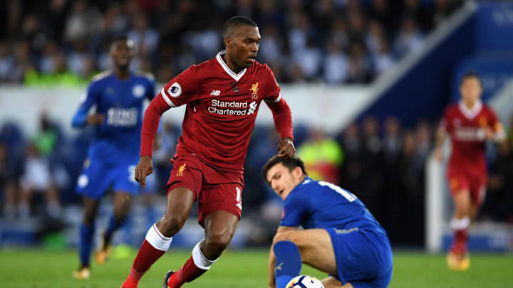 LEICESTER, ENGLAND - SEPTEMBER 23: Daniel Sturridge of Liverpool in action during the Premier League match between Leicester City and Liverpool at The King Power Stadium on September 23, 2017 in Leicester, England. (Photo by Laurence Griffiths/Getty Images)