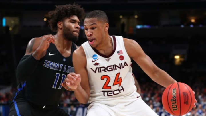 SAN JOSE, CALIFORNIA – MARCH 22: Kerry Blackshear Jr. #24 of the Virginia Tech Hokies drives with the ball against Hasahn French #11 of the Saint Louis Billikens during their game in the First Round of the NCAA Basketball Tournament at SAP Center on March 22, 2019, in San Jose, California. (Photo by Yong Teck Lim/Getty Images)