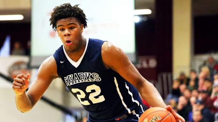 SPRINGFIELD, MA - JANUARY 15: Vernon Carey Jr. #22 of University School dribbles in a game against Oak Hill Academy during the 2018 Spalding Hoophall Classic at Blake Arena at Springfield College on January 15, 2018 in Springfield, Massachusetts. (Photo by Adam Glanzman/Getty Images)