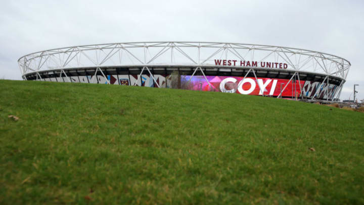 LONDON, ENGLAND - JANUARY 12: General view outside the stadium prior to the Premier League match between West Ham United and Arsenal FC at London Stadium on January 12, 2019 in London, United Kingdom. (Photo by Marc Atkins/Getty Images)