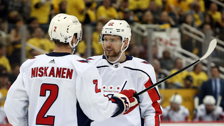 Matt Niskanen, Evgeny Kuznetsov, Washington Capitals Mandatory Credit: Charles LeClaire-USA TODAY Sports