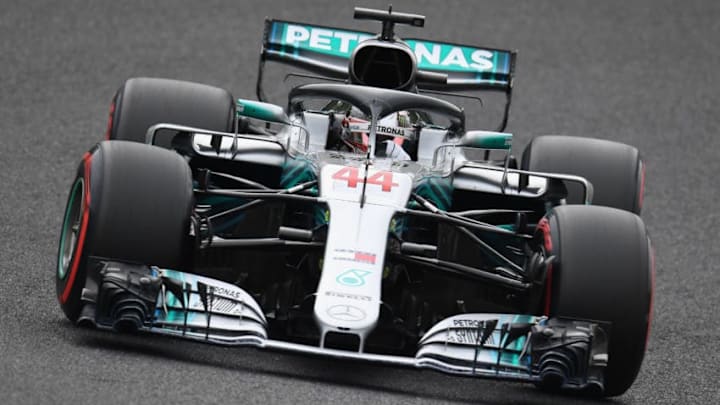 SUZUKA, JAPAN - OCTOBER 06: Lewis Hamilton of Great Britain driving the (44) Mercedes AMG Petronas F1 Team Mercedes WO9 on track during qualifying for the Formula One Grand Prix of Japan at Suzuka Circuit on October 6, 2018 in Suzuka. (Photo by Clive Mason/Getty Images)