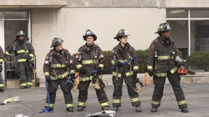 CHICAGO FIRE -- "Finish What You Started" Episode 1019 -- Pictured: (l-r) Anthony Ferraris as Tony, Randy Flagler as Harold Capp, Miranda Rae Mayo as Stella Kidd, Chris Mansa as Mason -- (Photo by: Adrian S. Burrows Sr./NBC)