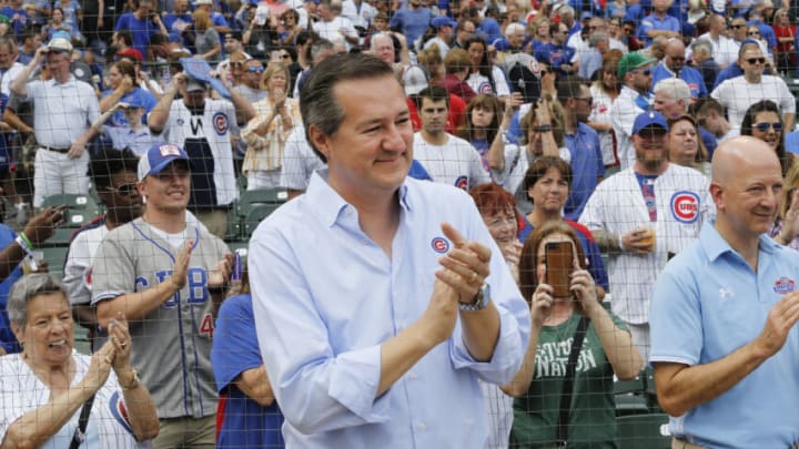 CHICAGO, ILLINOIS - SEPTEMBER 21: Chairman of the Chicago Cubs Tom Ricketts smiles prior to a game against the St. Louis Cardinals at Wrigley Field on September 21, 2019 in Chicago, Illinois. (Photo by Nuccio DiNuzzo/Getty Images)