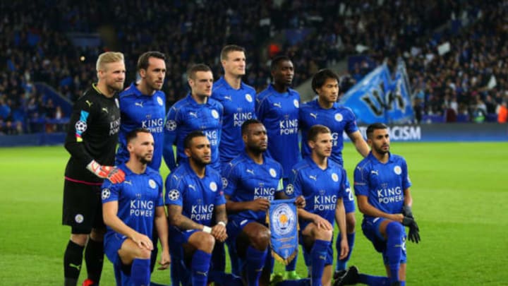 LEICESTER, ENGLAND – MARCH 14: Leicester City team group photo during the UEFA Champions League Round of 16 second leg match between Leicester City and Sevilla FC at The King Power Stadium on March 14, 2017 in Leicester, United Kingdom. (Photo by Catherine Ivill – AMA/Getty Images)