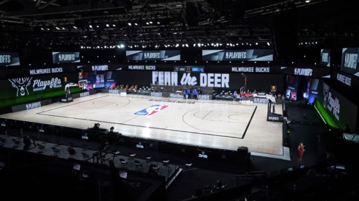 AdventHealth Arena sat empty as the Milwaukee Bucks and Orlando Magic sat out their scheduled Game 5. (Photo by Ashley Landis-Pool/Getty Images)