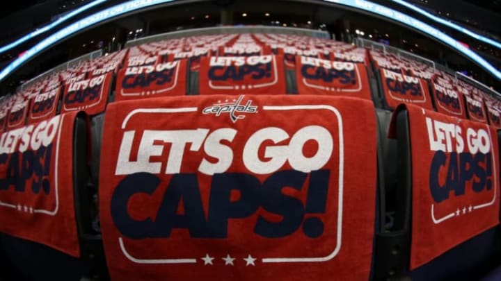 Apr 29, 2017; Washington, DC, USA; A general view towels in the stands prior to game two of the second round of the 2017 Stanley Cup Playoffs between the Pittsburgh Penguins and the Washington Capitals at Verizon Center. Mandatory Credit: Geoff Burke-USA TODAY Sports
