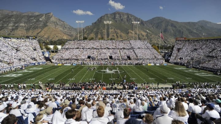 PROVO, UT - SEPTEMBER 20: General view of LaVell Edwards Stadium during the game between the Virginia Cavaliers and the Brigham Young Cougars on September 20, 2014 in Provo, Utah. (Photo by Gene Sweeney Jr/Getty Images )