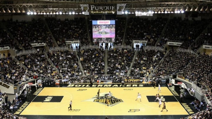 WEST LAFAYETTE, IN - JANUARY 09: A general view of the Iowa Hawkeyes playing offense in the second half against the Purdue Boilermakers at Mackey Arena on January 9, 2011 in West Lafayette, Indiana. (Photo by Chris Chambers/Getty Images)