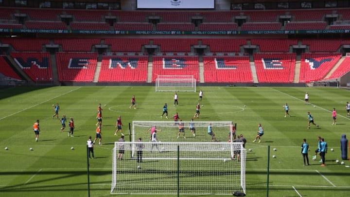 LONDON, ENGLAND - AUGUST 17: General view of Tottenham training during the Tottenham Hotspur training session at Wembley Stadium on August 17, 2016 in London, England. (Photo by Tottenham Hotspur FC/Tottenham Hotspur FC via Getty Images)