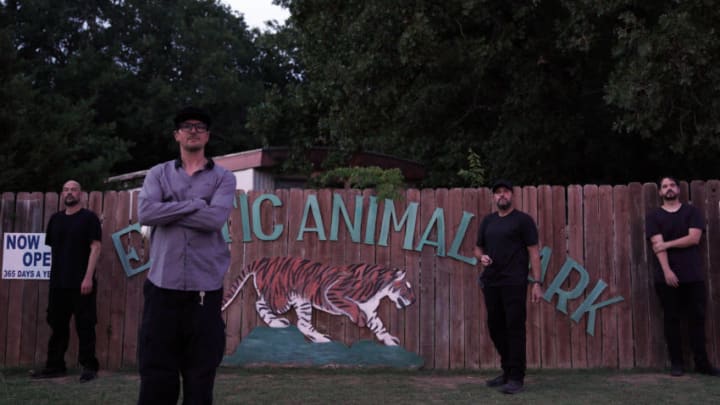 Ghost Adventures: Horror at Joe Exotic Zoo - Aaron Goodwin, Zak Bagans Billy Tolley, Jay Wasley. Image courtesy Travel Channel