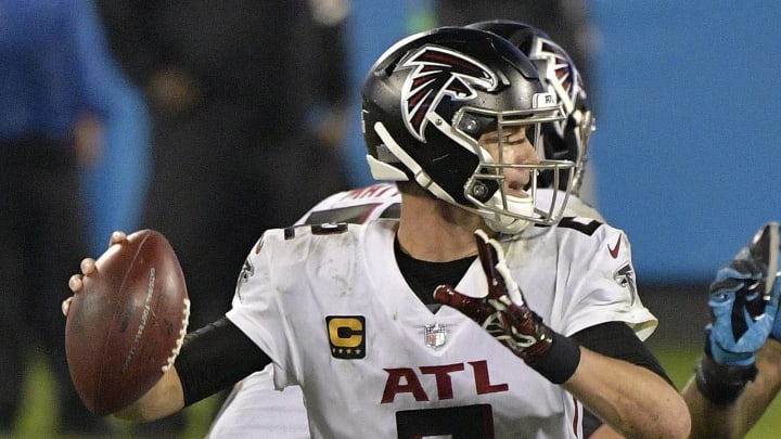 CHARLOTTE, NORTH CAROLINA – OCTOBER 29: Matt Ryan #2 of the Atlanta Falcons throws against the Carolina Panthers during the fourth quarter at Bank of America Stadium on October 29, 2020, in Charlotte, North Carolina. (Photo by Grant Halverson/Getty Images)